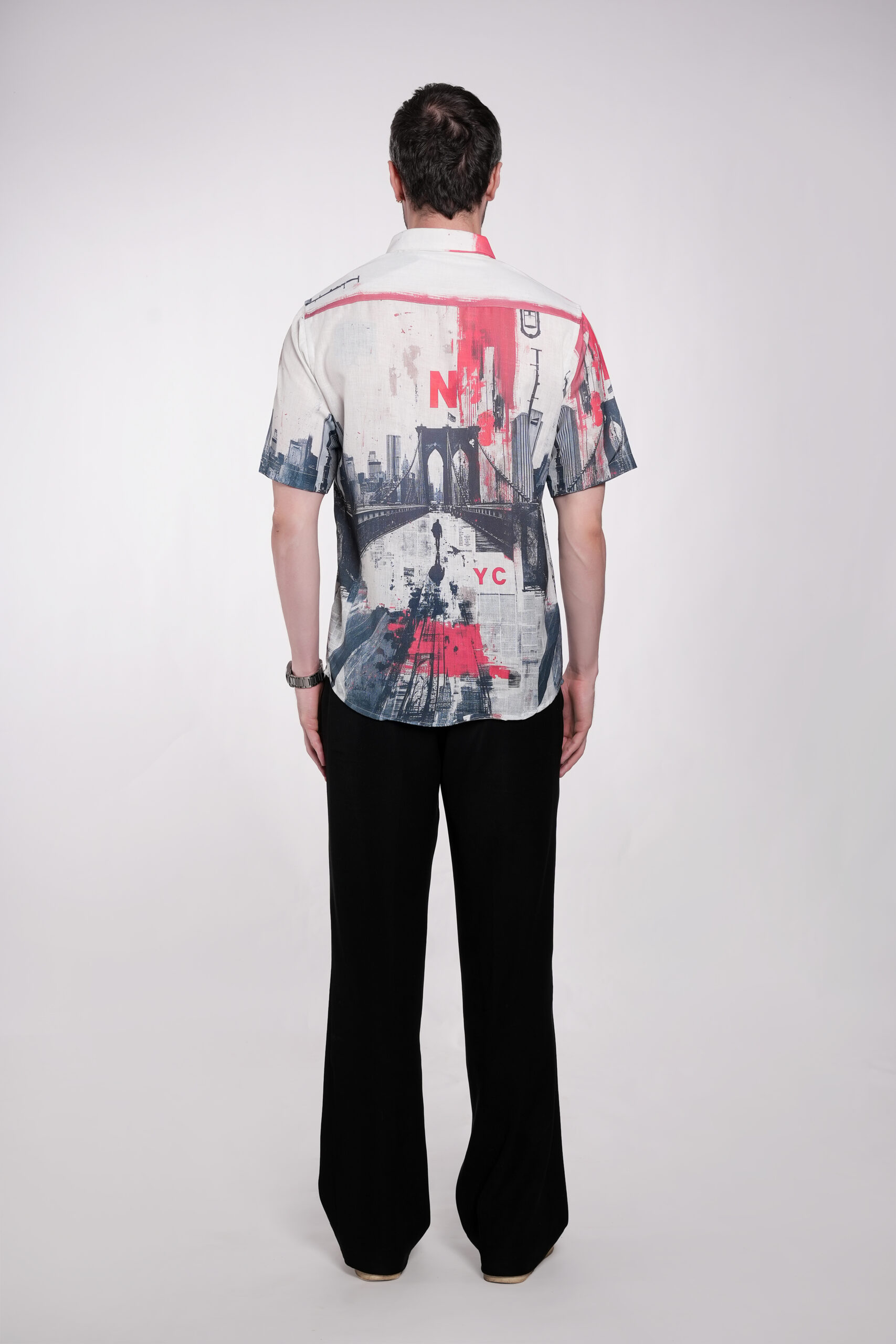Metro Faces Multicolor Linen Fabric - Image 4