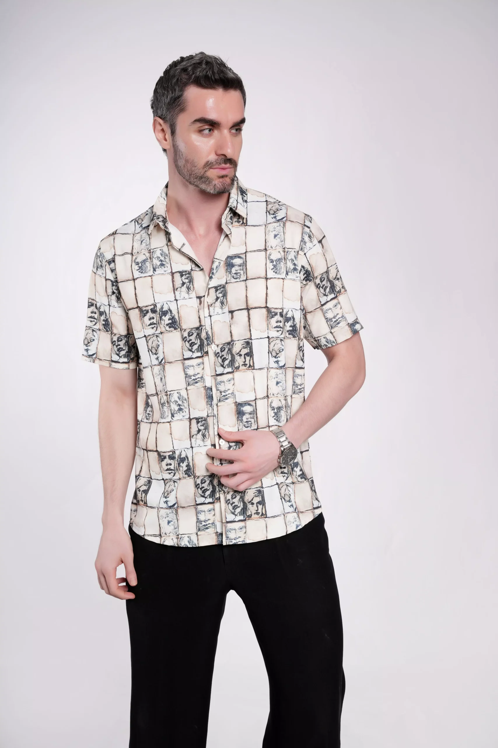 Brewed Potrait Multicolor Coffee & Brown Stretch Fabric - Image 6