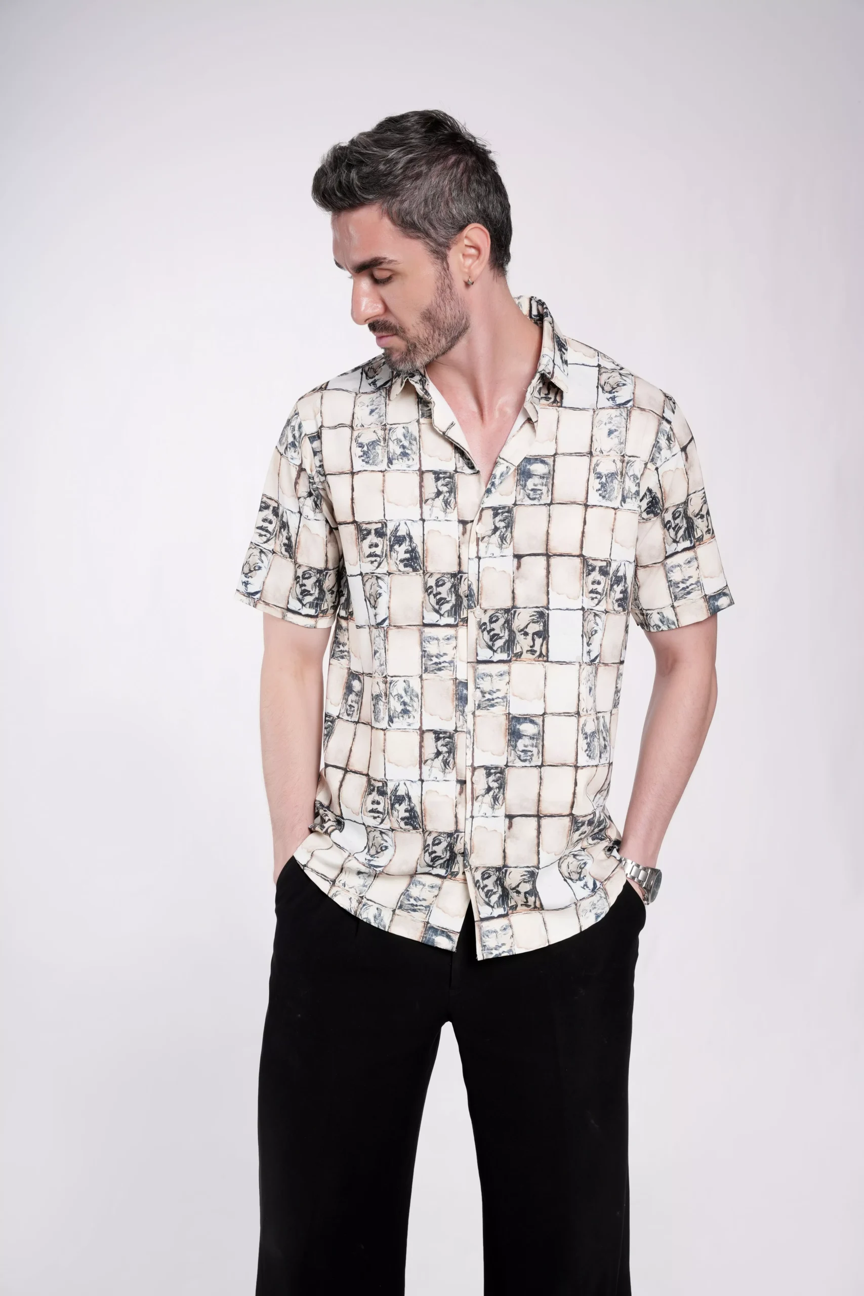 Brewed Potrait Multicolor Coffee & Brown Stretch Fabric - Image 7