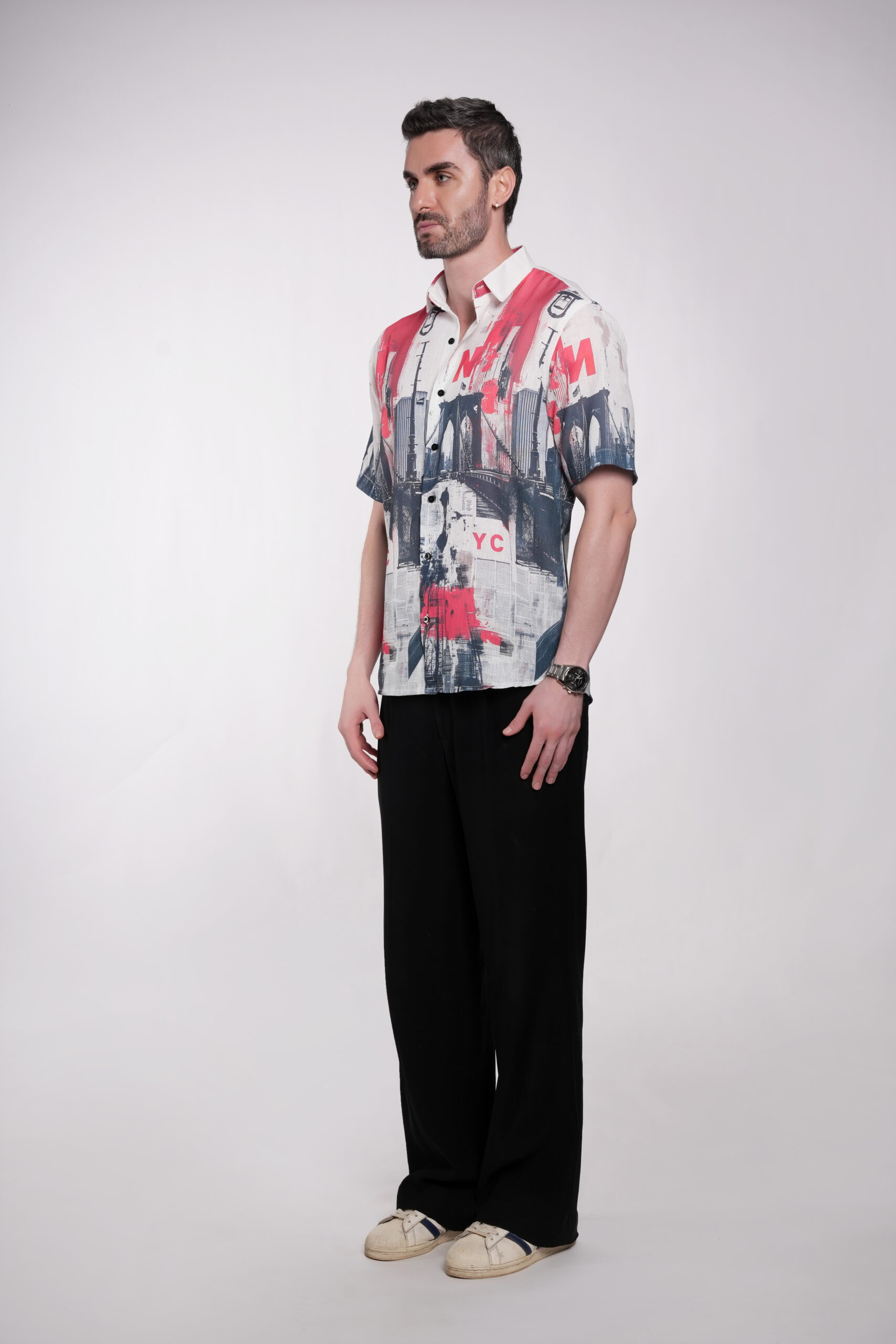 Metro Faces Multicolor Linen Fabric - Image 2