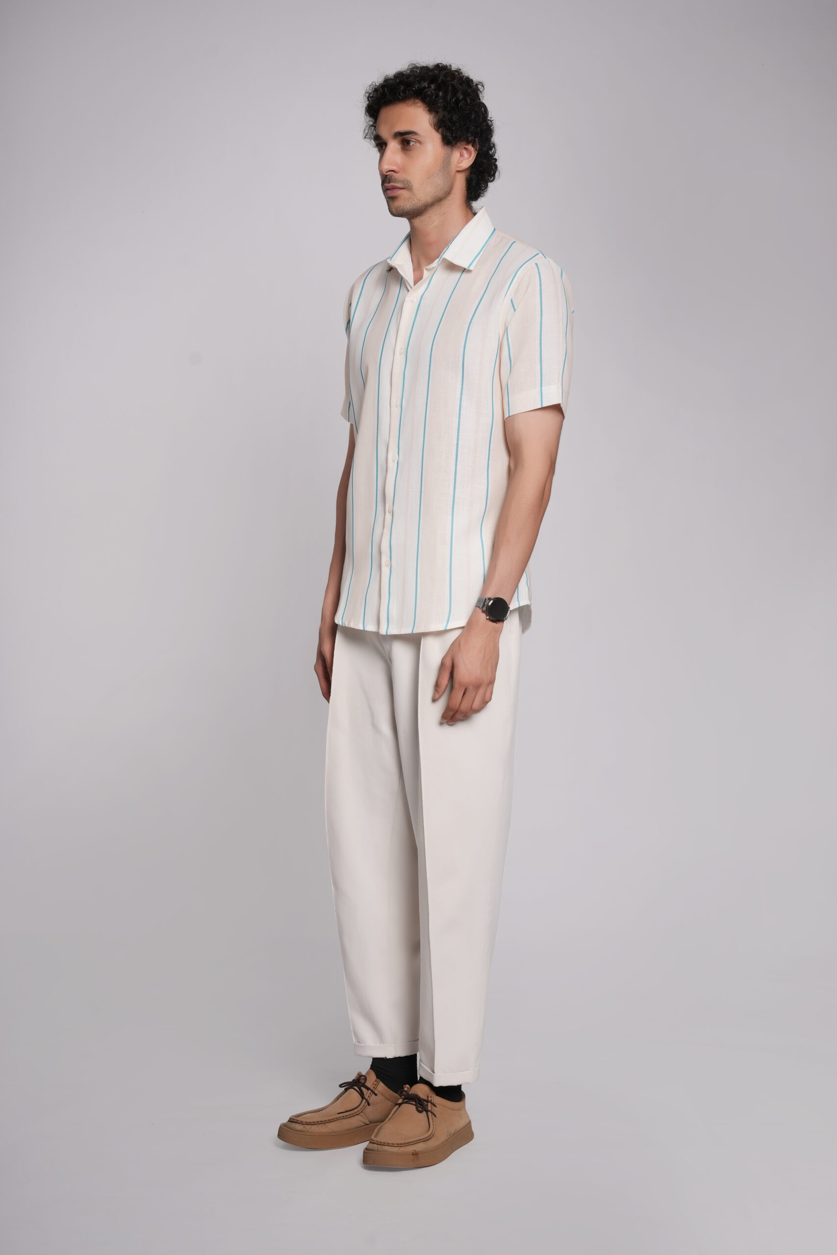 Harbor Strip Beige Fabric Linen - Image 2