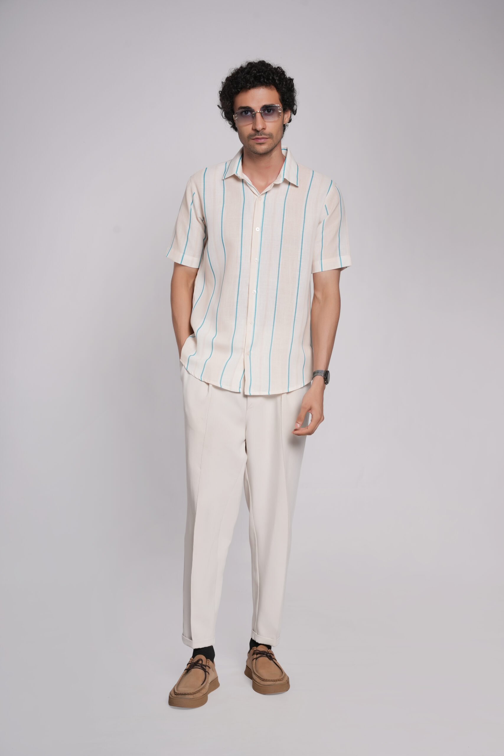 Harbor Strip Beige Fabric Linen - Image 5