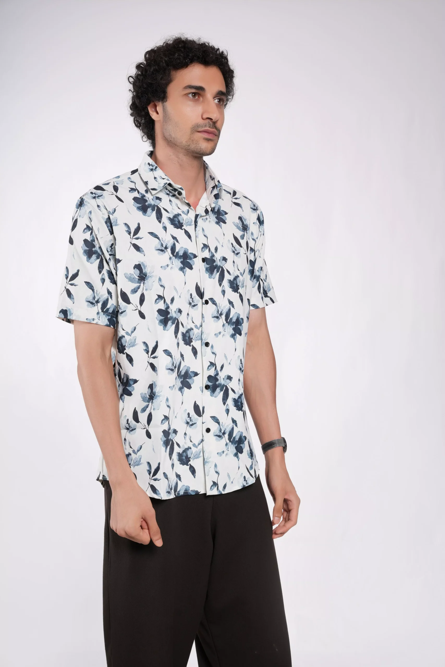 NOIR FLORA Multicolor Black Ink Stretch fabric - Image 7